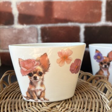 限定1個　チワワ　ピンクフラワー　しゃもじスタンド　小物入れ