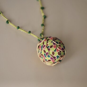 粒つぶビーズのぶつぶつネックレス　03　kinari green purple cha Kimidori