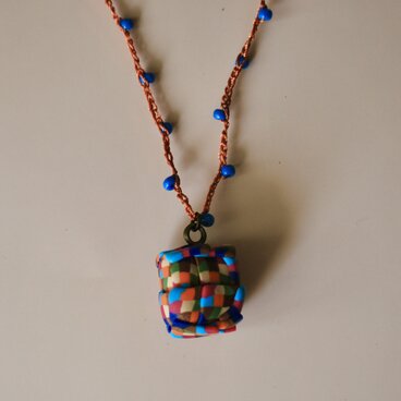 粒つぶビーズのぶつぶつネックレス　05 kinari orange green pink navy cha mizuiro