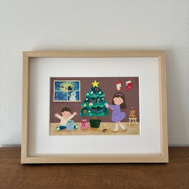 12月の絵｜原画「クリスマス」※額縁入り