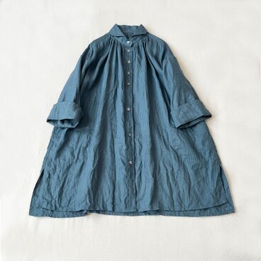 リネンラミー・ウイングカラーギャザーワイドチュニック