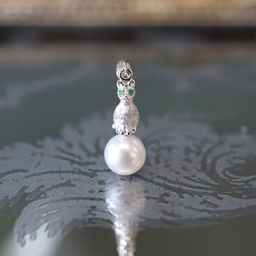 SV　猫と淡水パールペンダント＜ヘッドのみ＞