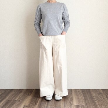 丈調整＊S ML 2L 3L ＊コットンシルクアウトポケットワイドパンツ＊キナリ