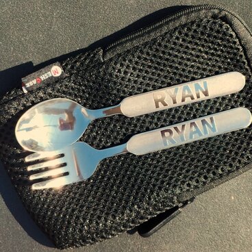 アルファベット　幼児用　スプーンフォークセット　名前入れ　ステンレス製　ケース付のコピー