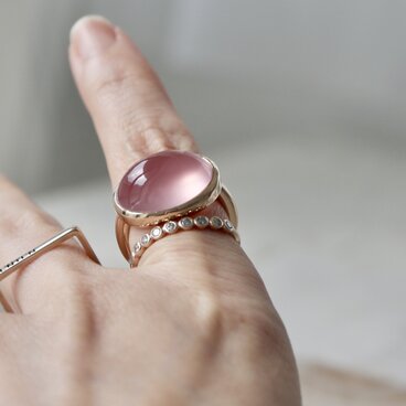 K10[朝露のpink rose]ring