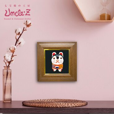 【すこやかを願う・ミニ】犬張り子の七宝焼アートフレーム【受注制作】