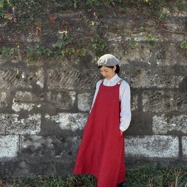 『 お仕立て承ります♪ 』リネン ワンピース　*chic red*