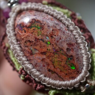 キノコの森★カンテラオパール　マクラメネックレス2112