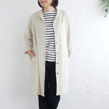 軽やかに羽織れる✦ 桐七炊きコットンリネン ショールカラーコート（生成り）CO08