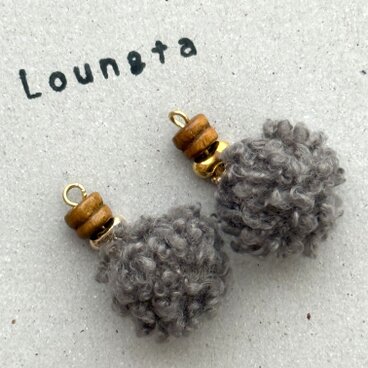 ファーピアス ウッドビーズピアス 樹脂ピアス