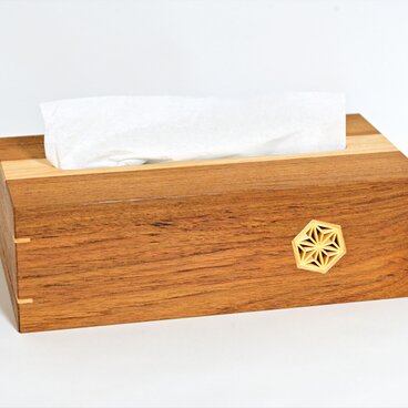 【ミニ組子が映える】銘木チークのティッシュケース