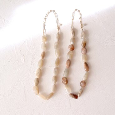 Moonstone × Sunstone Necklace／ムーンストーンネックレス（Brown）