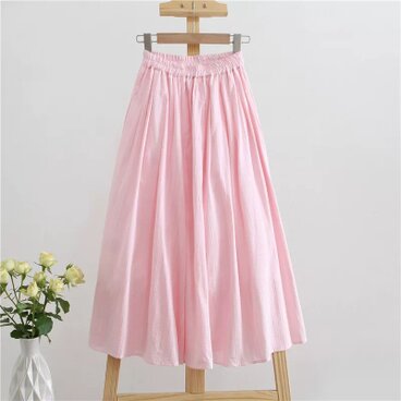 ピンク 裏地付き ギャザースカート ロングスカート ゴム仕様