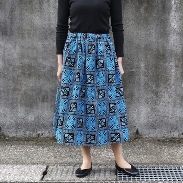 【受注制作】アフリカ布のギャザースカート（ トラディショナル ）アフリカンプリント アフリカンファブリック