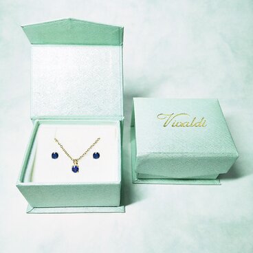 ブルーサファイア (ラウンドカット)　ピアス&ネックレス 2点セット　　送料無料