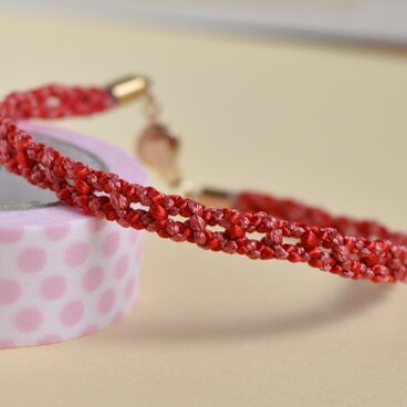 組紐「赤とピンクのコスモス畑」ブレスレット（No.25AW-0920）