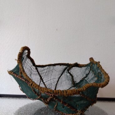 古民具風バスケット型オブジェ