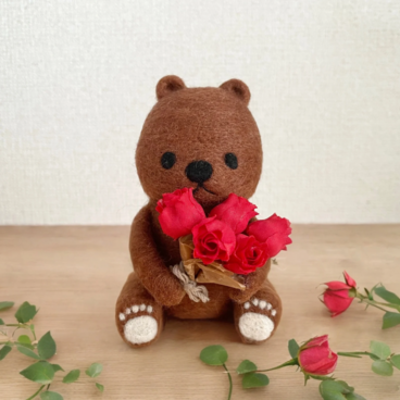 花束に想いを込めて＊羊毛フェルトのくまさんマスコット【受注生産】