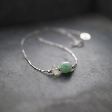 -Libyan glass・Jade- silver Necklace