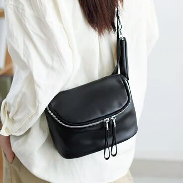 本革 ナッパレザー ボディバッグ ミニショルダー ブラック 男女兼用