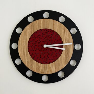 甲州印伝クロック：とんぼ赤・黒 No.01086