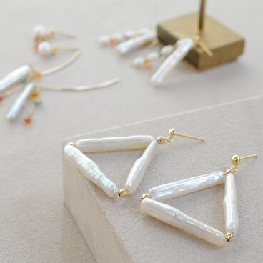 K18 池蝶貝真珠×ミラーボールの上品なピアス｜ハンドメイドジュエリー｜ギフト対応可