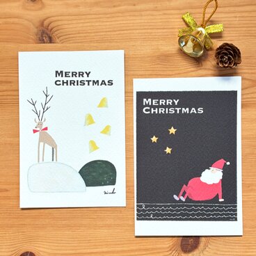 【クリスマス】【クリスマスカード】絵本みたいなトナカイとサンタのポストカード★【ポストカード】