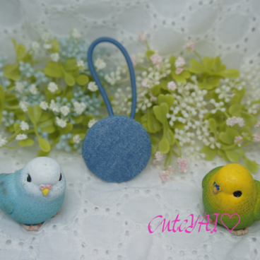 くるみボタン ヘアゴム デニム 02