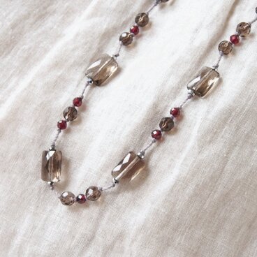 Smoky-Red Necklace（スモーキークォーツ×ガーネット）