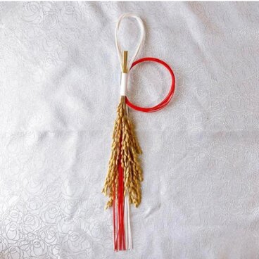 実り多い年を願って紅白水引きの稲穂飾り 正月玄関飾り【お正月2026】玄関飾り しめ縄飾り 縁起物 No.008