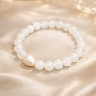 ムーンストーン　淡水真珠　ブレスレット