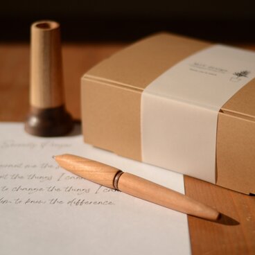 名入れ可/手作り木軸ボールペン ペン立て付/プレゼント #0233