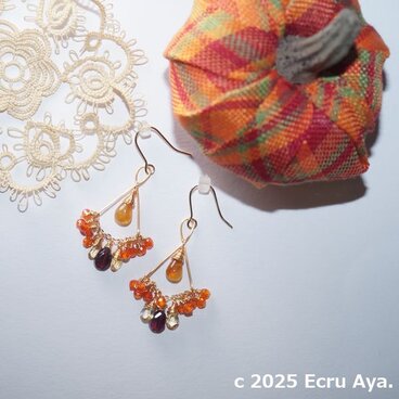 *はちみつ*はちみつシトリンの秋色ピアス