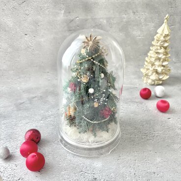 美しさ長持ち！ドーム入りクリスマスツリー/プリザーブドフラワー/木の実/クリスマス/