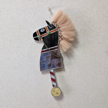 春駒の壁飾り（黒）