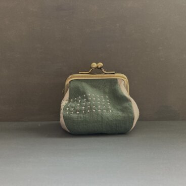 がまぐち　pink&moss green