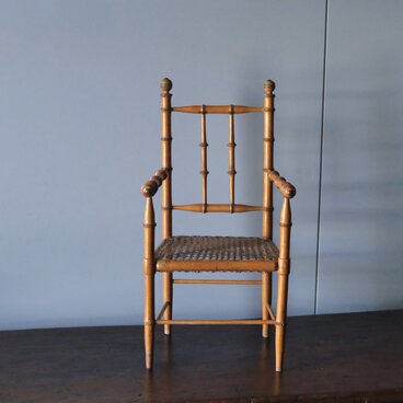木製 ドール チェア バンブー h50.5cm フランス アンティーク 0502372