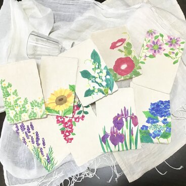 【受注生産】型染手漉き和紙絵はがき　夏の草花　9種セット