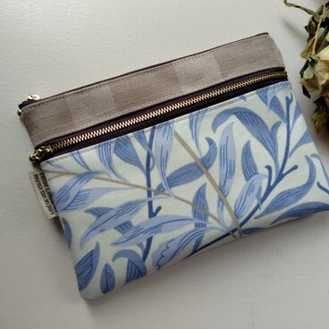 生地を楽しむ、ウィリアムモリス生地でダブルファスナーポーチ