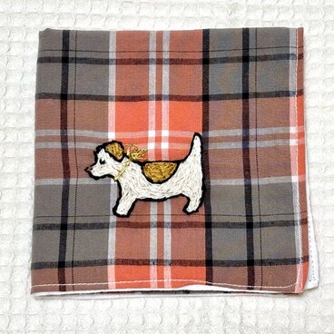 手刺繍ハンカチ（犬）