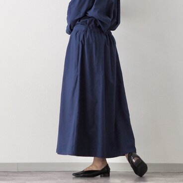 着丈が選べる、四枚はぎ起毛コットンフレアスカート/ネイビー