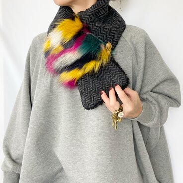 アクセサリー感覚の上品マフラー♪カラーミックス♡エコファー