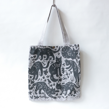 【在庫限り】黒猫プリントバッグ【ストーン】