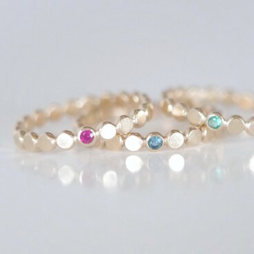 《選べる誕生石》ドットリング 14kgf ピンキーリング対応 ロンドンブルートパーズ 11月誕生石 重ね付け ご褒美 ギフト