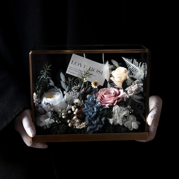 プリザーブド、フラワー、アレンジメント、フランス メイラード風、ドライフラワー、薔薇 ローズ、結婚祝い 記念日、両親