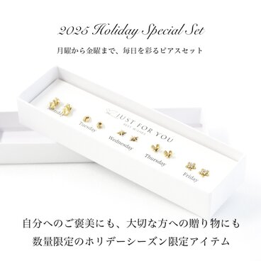 〈送料無料〉Holiday Special 5days ピアスセット／ゴールド（アクセサリーポーチ付き）lus01