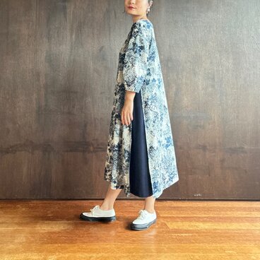 コンビネーション・ワンピース　こもれび-2　／ネイビーブルー