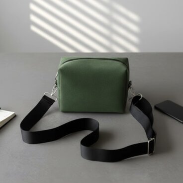 とにかく軽い／BOXショルダー／見た目以上に大容量／長財布・ペットボトル入ります/グリーン・スエード/ショルダーバッグ