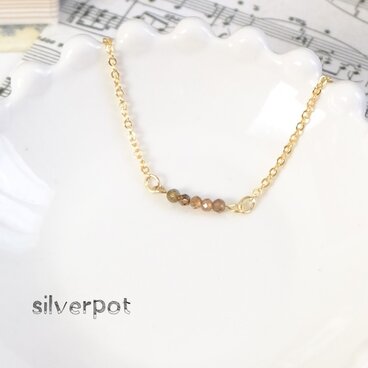 G161【天然石　アンダルサイト】のプチネックレス～ココアブラウン　色＆長さえらべます