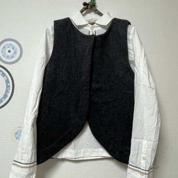 ラップベスト　シャギーウール　チャコールグレー